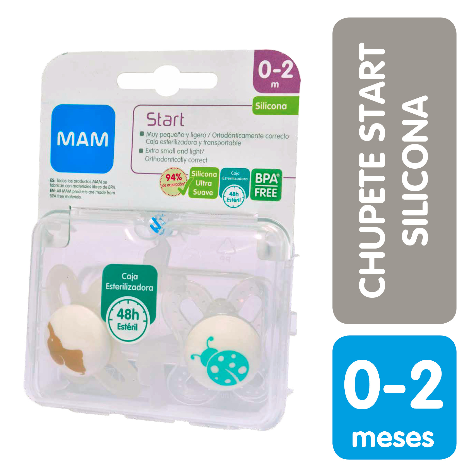 Comprar Chupete Silicona MAM Mini Air Bebés de 0 a 6 meses 2 Unidades -  Pack 2 chupetes + Caja Esterilizado Microondas 