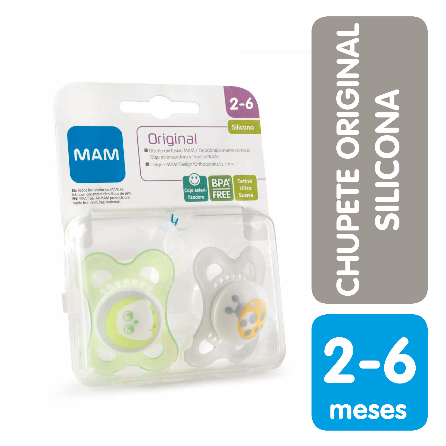 Mam Chupete x2 Original 2-6 Silicona - Laboratorio Chile